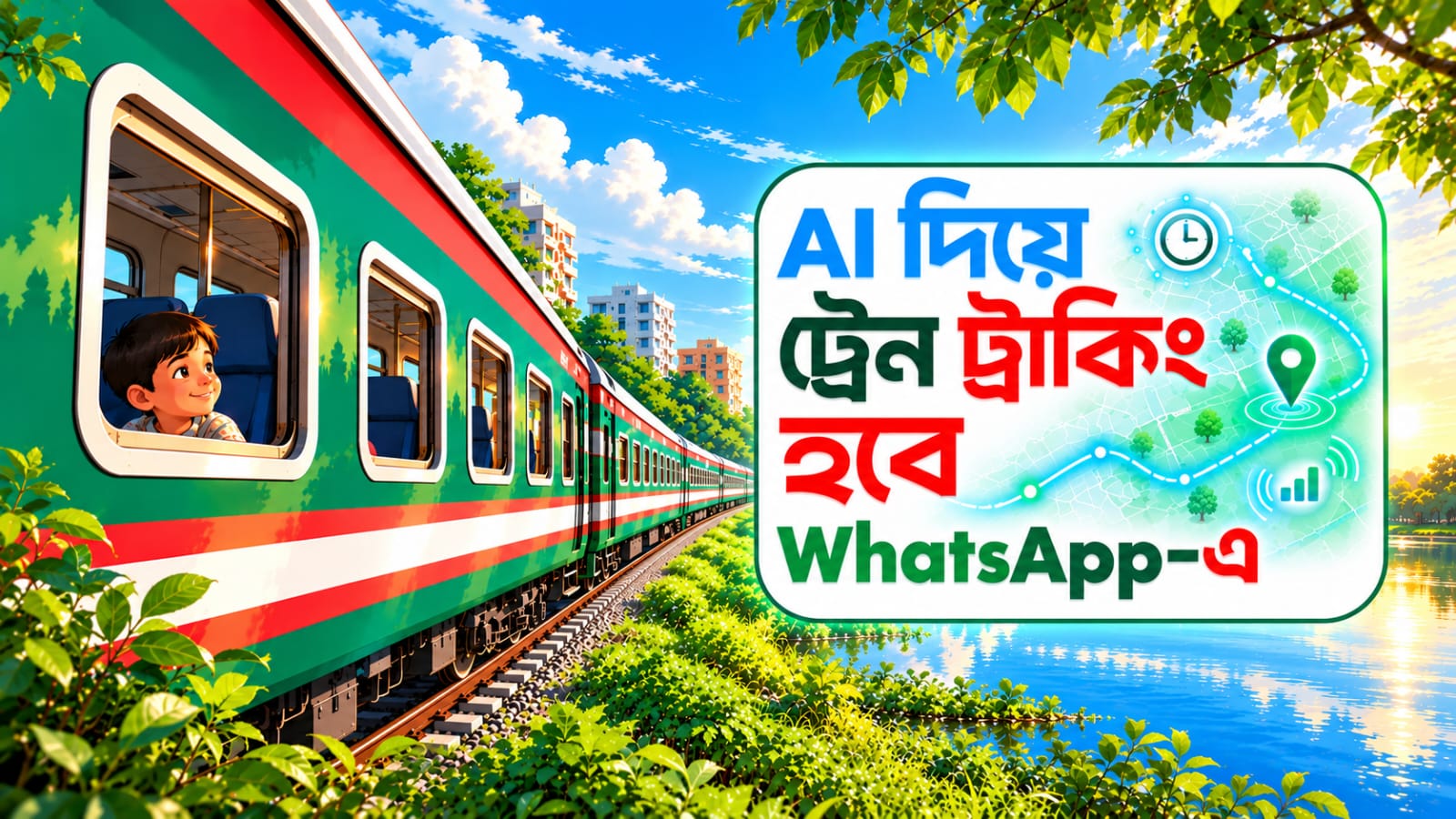 বাংলাদেশ রেলওয়ের ট্রেন — রেল সহচর AI ব্যানার